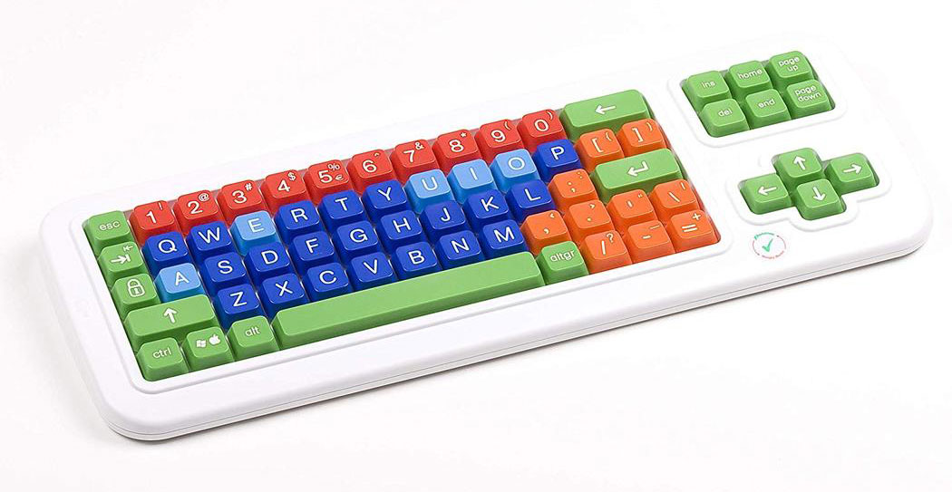 Clevy Large Print Mechanical and solid spill proof Color Coded Bluetooth Wireless Keyboard