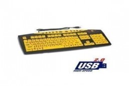 AbleNet Keys U See Large Print US English USB Wired Keyboard - Yellow Keys with Large Black