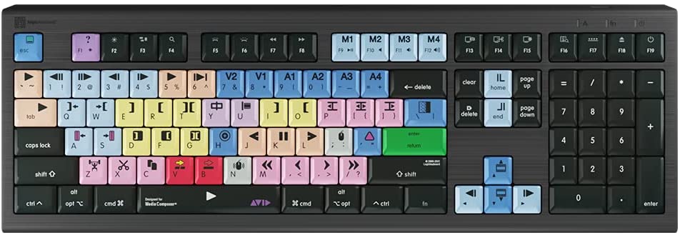 Logickeyboard AVID Media Composer macOS Astra Backlit usb Keyboard