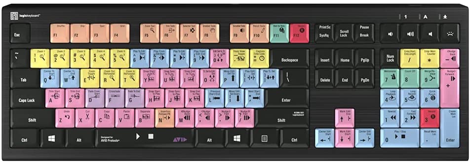 Avid Pro Tools 2018 Keyboard Windows 7-10 Astra Backlit Logickeyboard