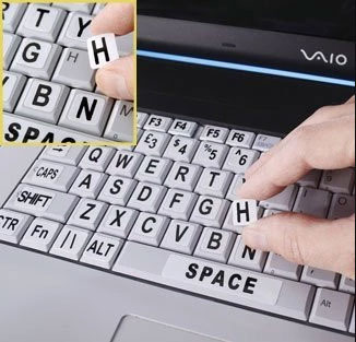 Large Print Keyboard Laptop Labels - Black on White