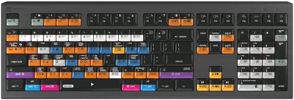 Blender 3D Mac Astra Mac Keyboard Logickeyboard Color-coded shortcut