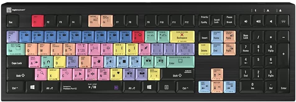 Logickeyboard Premiere Pro CC Windows 7 10 Astra 2 Backlit Keyboard