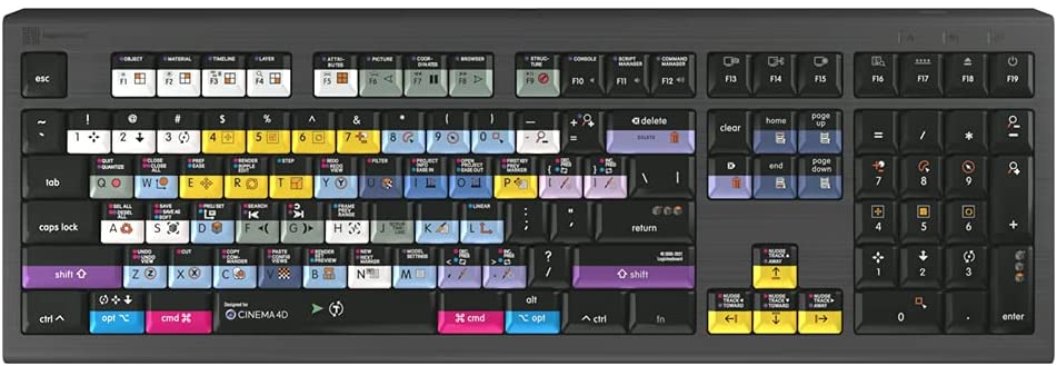 Logickeyboard Maxon Cinema macOS Astra 2 Backlit Color-coded Keyboard