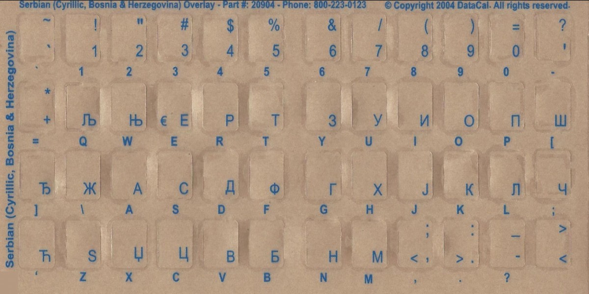 Serbian Blue letter White Computer Bilingual Keyboard Language sticker