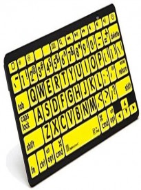 LogicKeyboard Large Print Black on Yellow Bluetooth Mini Keyboard For Apple iPad and iPhone -