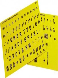 Braille and Large Print Combined Keyboard Stickers - Yellow Keys With Black Characters