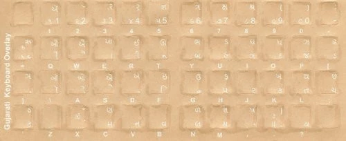Gujarati Keyboard Stickers - Labels - Overlays with White Characters for Black Computer Keyboard