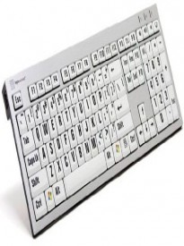 LogicKeyboard Large Print PC USB Wired Keyboard Slim for Visually Impaired - Black Jumbo Letters on White Keys - LK-LKBU-LPRNTBW-AJPU-US
