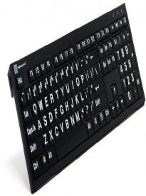 LogicKeyboard XL Print NERO PC Slim Line White on Black Keyboard For The Visually Impaired Plus LogicLight LED Keyboard Light via USB - LKBU-LPWB-BJPU-US
