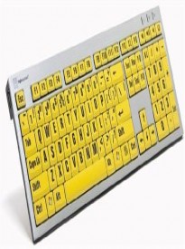 LogicKeyboard Large Print PC USB Wired Keyboard Slim for Visually Impaired - Black Letters on Yellow Keys - LK-LprntBy-AJPU