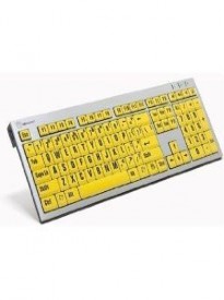 LogicKeyboard Large Print Computer USB Wired Keyboard Slim for Visually Impaired - Black Letters on Yellow Keys For PC-LKBU-LPRNTBY-AJPU-US