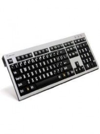 LogicKeyboard XL Print Computer USB Wired Keyboard Slim for Visually Impaired - White Letters on Black Keys For PC-LKBU-LPRNTWB-AJPU-US