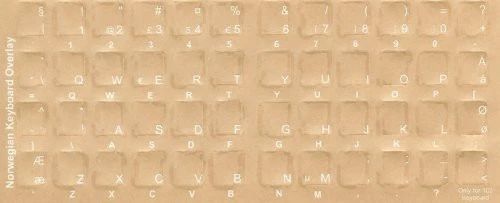 Norwegian Keyboard Stickers - Labels - Overlays with Blue Characters
