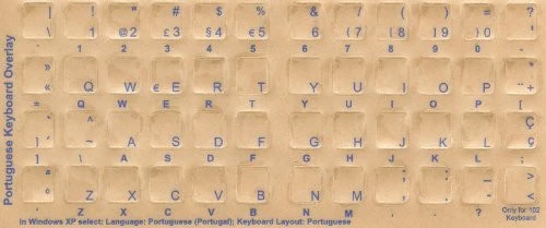 Portuguese Transparent Keyboard Stickers Blue